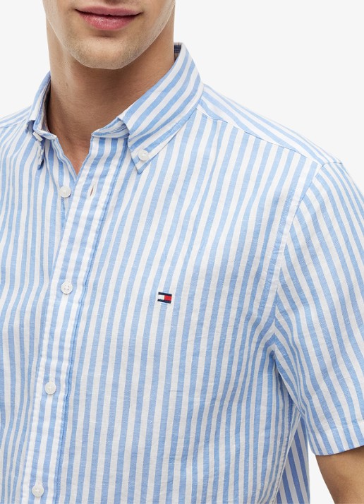 Tommy Hilfiger Regular fit overhemd met streepprint - detail 5 lichtblauw