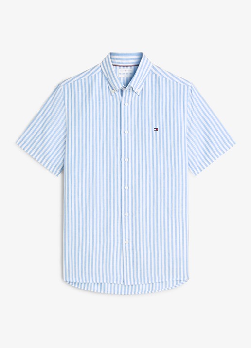 Tommy Hilfiger Regular fit overhemd met streepprint - voorkant lichtblauw