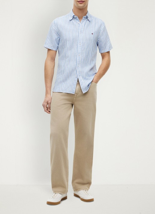Tommy Hilfiger Regular fit overhemd met streepprint - voorkant 2 lichtblauw