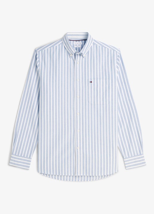 Tommy Hilfiger Regular fit overhemd met streepprint - voorkant lichtblauw