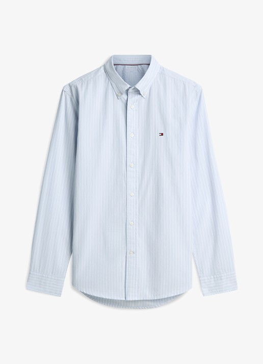 Tommy Hilfiger Regular fit overhemd met streepprint - voorkant 4 lichtblauw