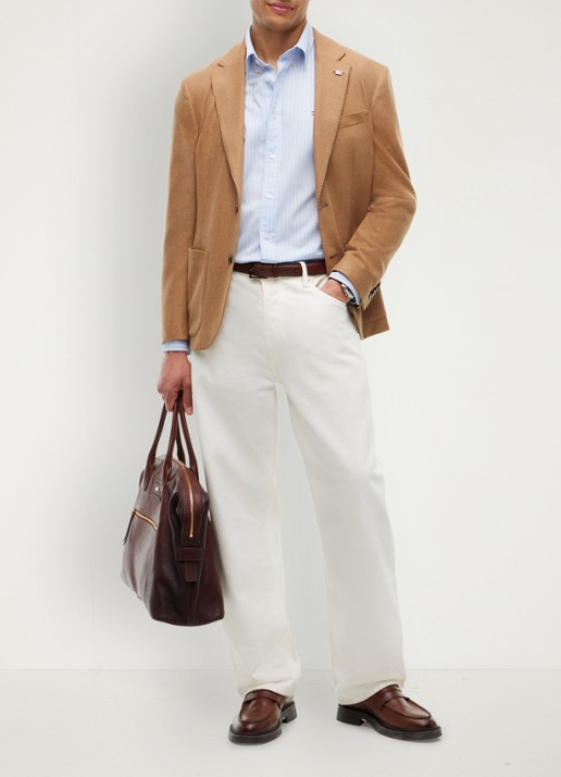 Tommy Hilfiger Regular fit overhemd met streepprint - voorkant 5 lichtblauw