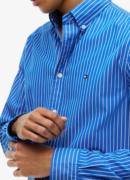 Tommy Hilfiger Regular fit overhemd met streepprint - detail 5 donkerblauw