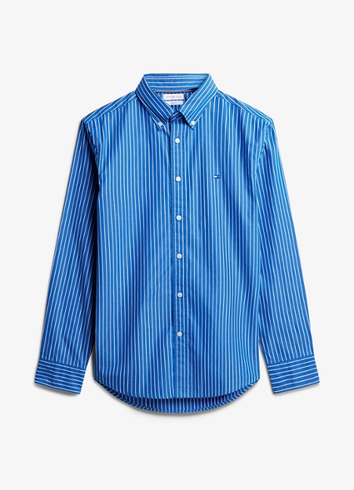 Tommy Hilfiger Regular fit overhemd met streepprint - voorkant donkerblauw