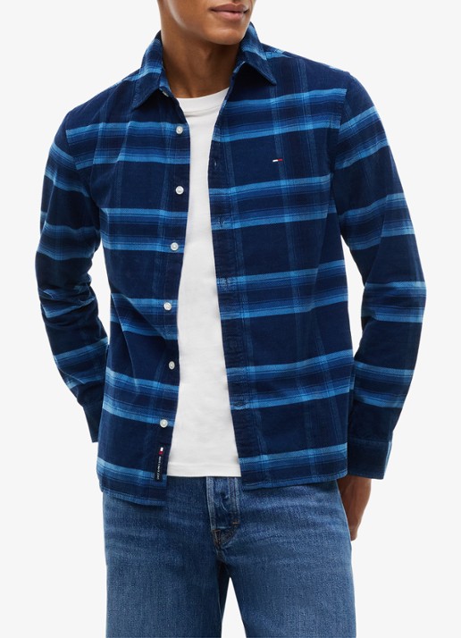 Tommy Hilfiger Regular fit overhemd van corduroy met ruitdessin