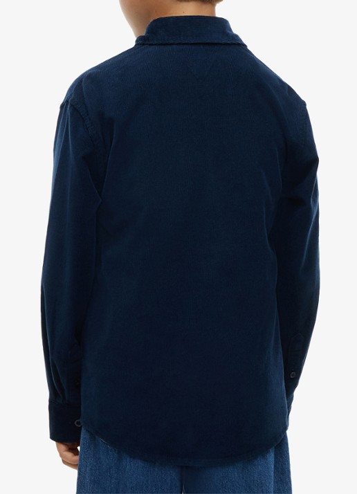 Tommy Hilfiger Regular fit overhemd van corduroy  - achterkant 3 donkerblauw