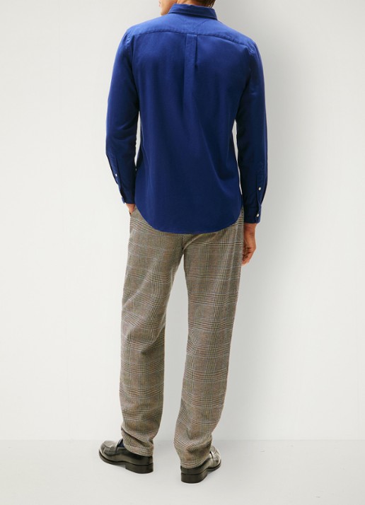 Tommy Hilfiger Regular fit overhemd van flanel - achterkant 3 donkerblauw