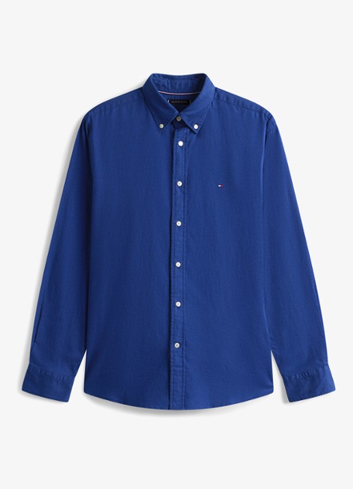 Tommy Hilfiger Regular fit overhemd van flanel - voorkant 4 donkerblauw