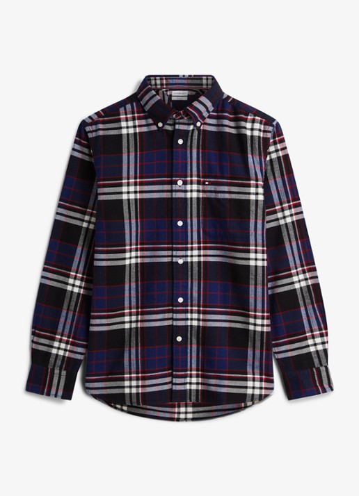 Tommy Hilfiger Regular fit overhemd van katoen met ruitdessin  - voorkant 5 donkerblauw