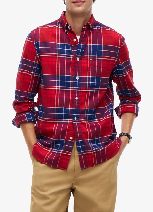 Tommy Hilfiger Regular fit overhemd van katoen met ruitdessin  - detail 4 rood