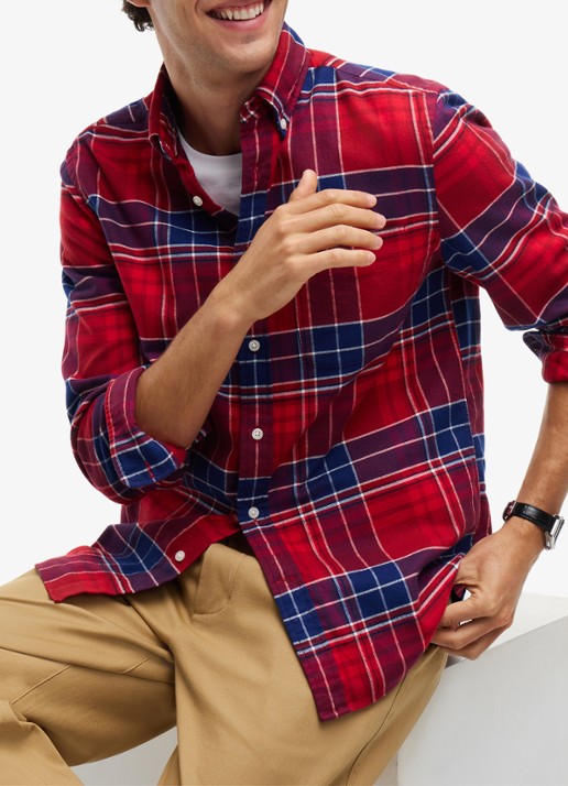 Tommy Hilfiger Regular fit overhemd van katoen met ruitdessin  - detail 6 rood