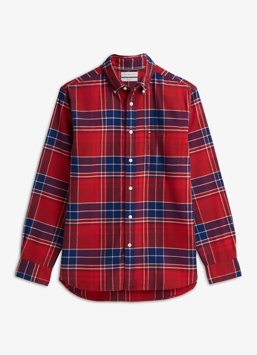Tommy Hilfiger Regular fit overhemd van katoen met ruitdessin  - voorkant 2 rood