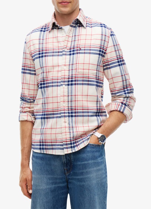 Tommy Hilfiger Regular fit overhemd van katoen met ruitdessin  - detail 4 ivoor