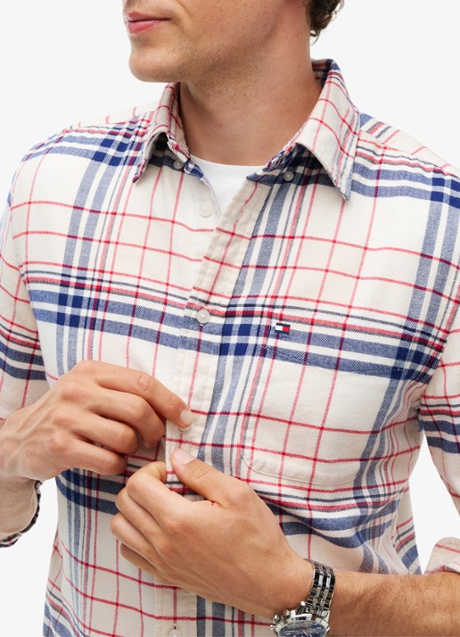 Tommy Hilfiger Regular fit overhemd van katoen met ruitdessin  - detail 5 ivoor