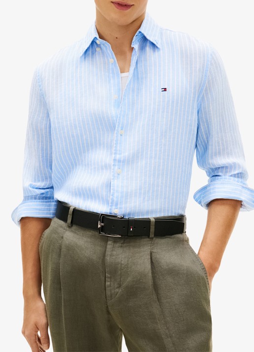 Tommy Hilfiger Regular fit overhemd van linnen met streepprint