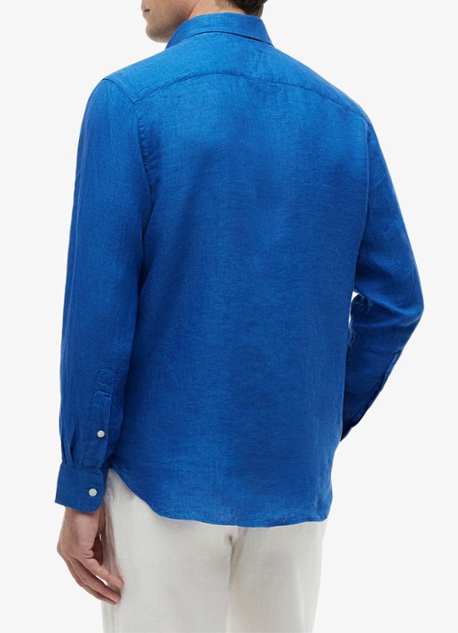 Tommy Hilfiger Regular fit overhemd van linnen - achterkant 5 lichtblauw