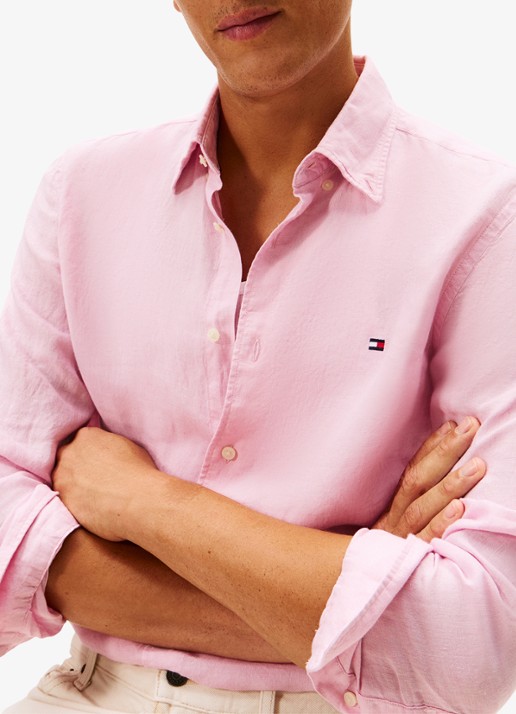 Tommy Hilfiger Regular fit overhemd van linnen - detail 5 roze