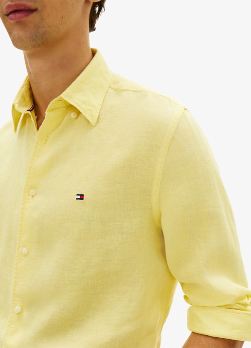 Tommy Hilfiger Regular fit overhemd van linnen - detail 2 geel