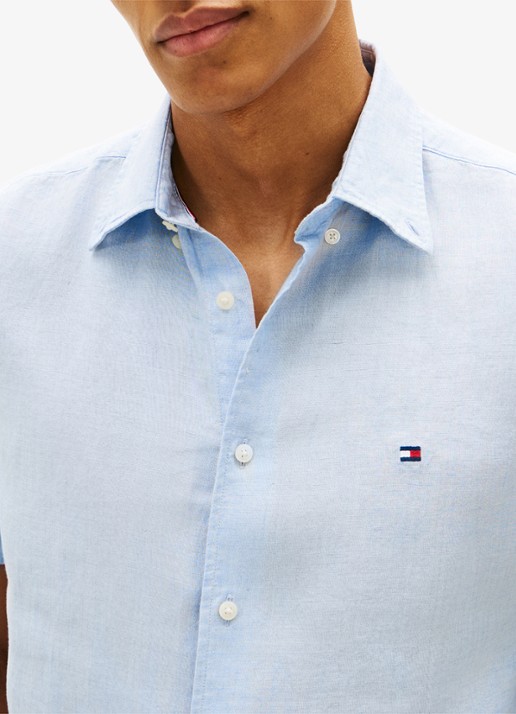 Tommy Hilfiger Regular fit overhemd van linnen - detail 5 lichtblauw