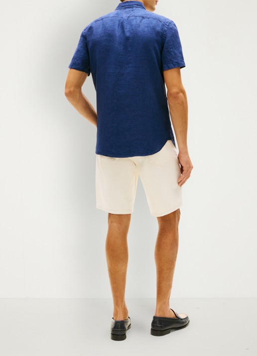 Tommy Hilfiger Regular fit overhemd van linnen - achterkant donkerblauw