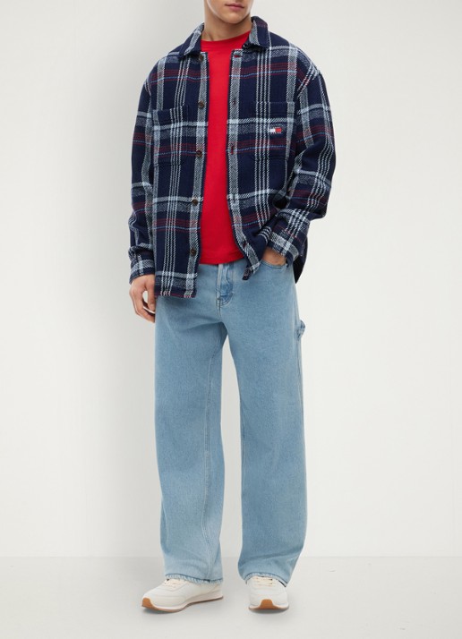 Tommy Hilfiger Regular fit overshirt met geruit dessin - voorkant 4 donkerblauw