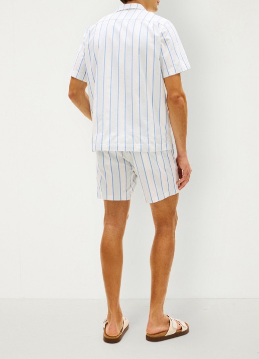 Tommy Hilfiger Regular fit overshirt met streepprint - achterkant blauw