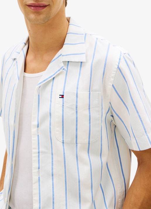 Tommy Hilfiger Regular fit overshirt met streepprint - detail 3 blauw