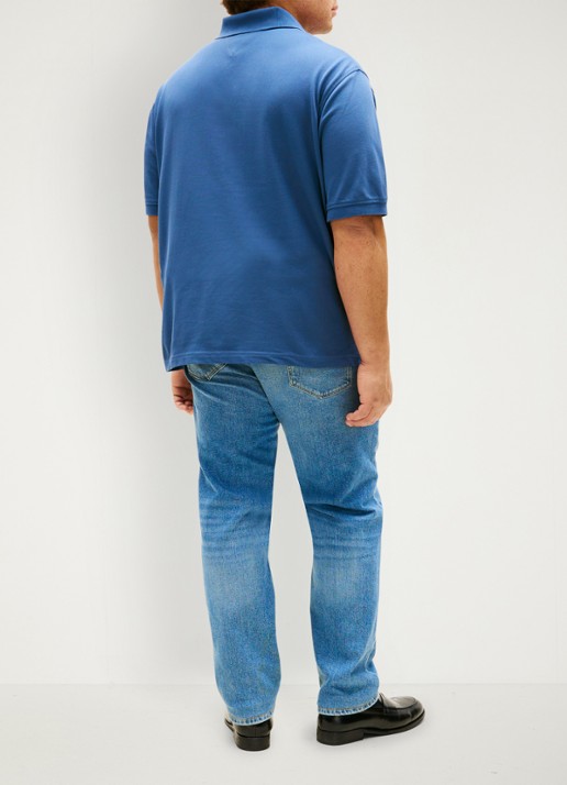 Tommy Hilfiger Regular fit polo in katoenblend - achterkant 3 zeegroen