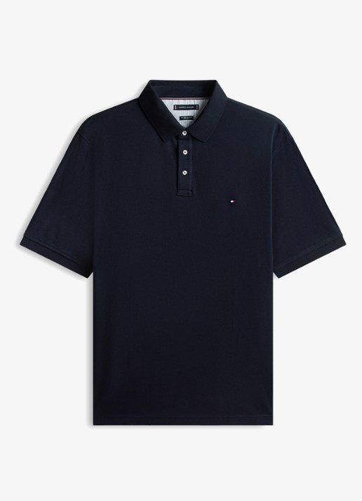 Tommy Hilfiger Regular fit polo in katoenblend - voorkant 3 donkerblauw