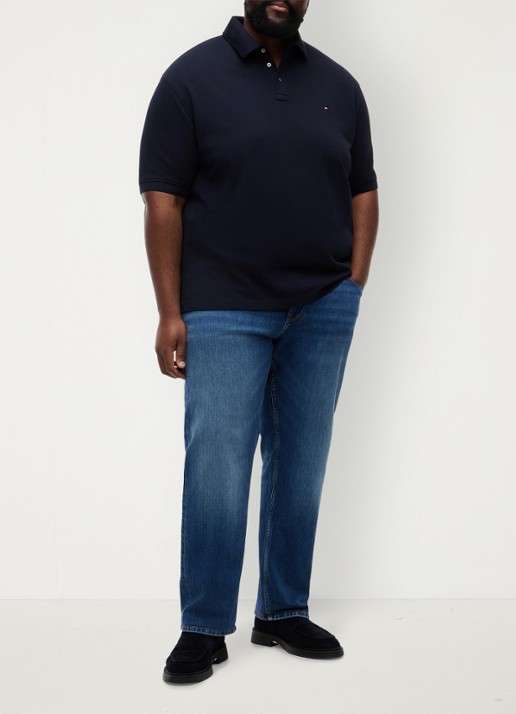 Tommy Hilfiger Regular fit polo in katoenblend - voorkant 4 donkerblauw