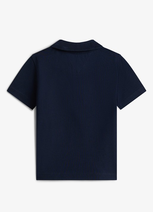 Tommy Hilfiger Regular fit polo in katoenblend - achterkant donkerblauw