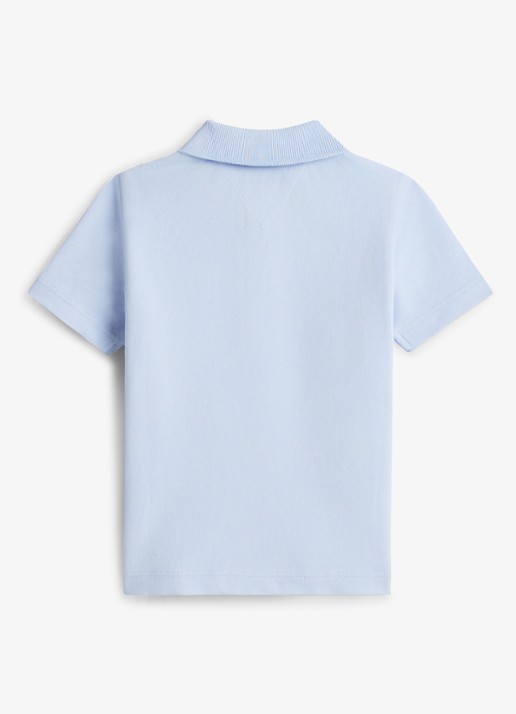 Tommy Hilfiger Regular fit polo in katoenblend - achterkant lichtblauw
