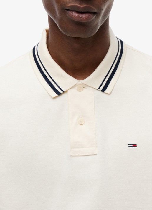 Tommy Hilfiger Regular fit polo met gestreept detail - detail 5 creme