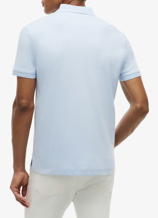 Tommy Hilfiger Regular fit polo met halve rits - achterkant 3 lichtblauw