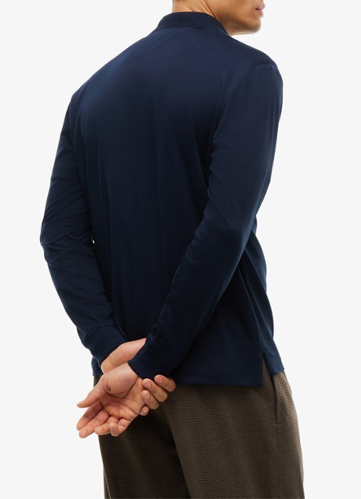 Tommy Hilfiger Regular fit polo met halve rits - achterkant donkerblauw