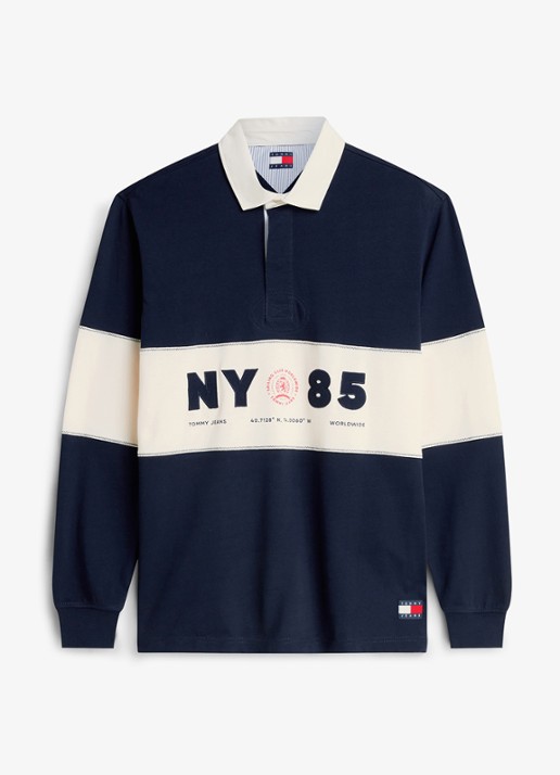 Tommy Hilfiger Regular fit polo met logo - voorkant dark night navy-c1g