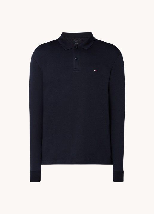 Tommy Hilfiger Regular fit polo met logo - voorkant donkerblauw