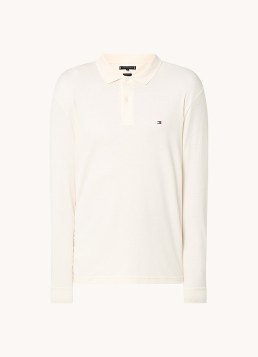 Tommy Hilfiger Regular fit polo met logo - voorkant 2 gebroken wit