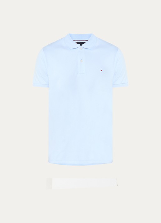 Tommy Hilfiger Regular fit polo met logo - voorkant 5 sweet blue-c3q / lichtblauw