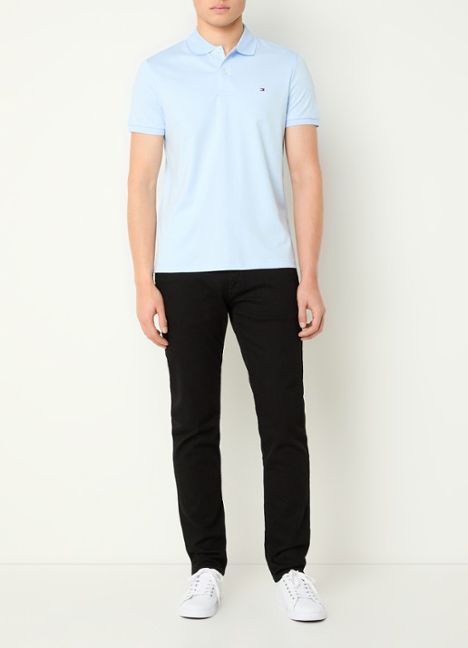 Tommy Hilfiger Regular fit polo met logo - voorkant 6 sweet blue-c3q / lichtblauw