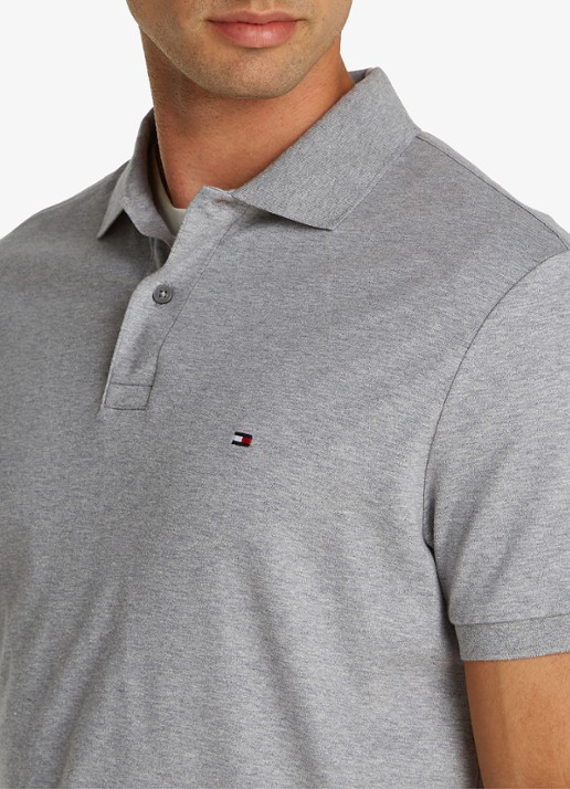 Tommy Hilfiger Regular fit polo met logo - detail 2 medium grey heather-p91 / grijs