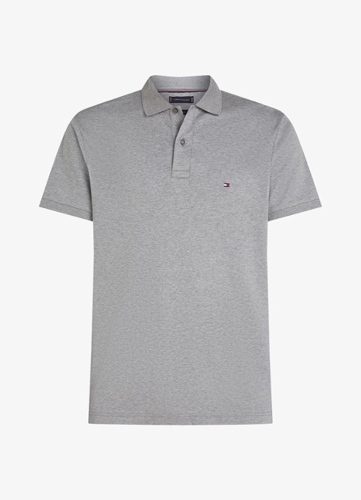Tommy Hilfiger Regular fit polo met logo - voorkant 4 medium grey heather-p91 / grijs