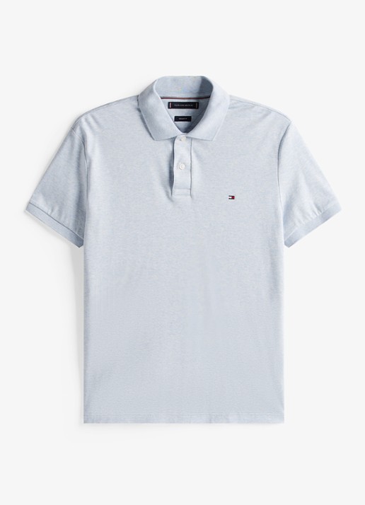 Tommy Hilfiger Regular fit polo met logo - voorkant 3 lichtblauw