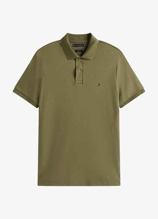 Tommy Hilfiger Regular fit polo met logo - voorkant 3 battle green-pli / groen