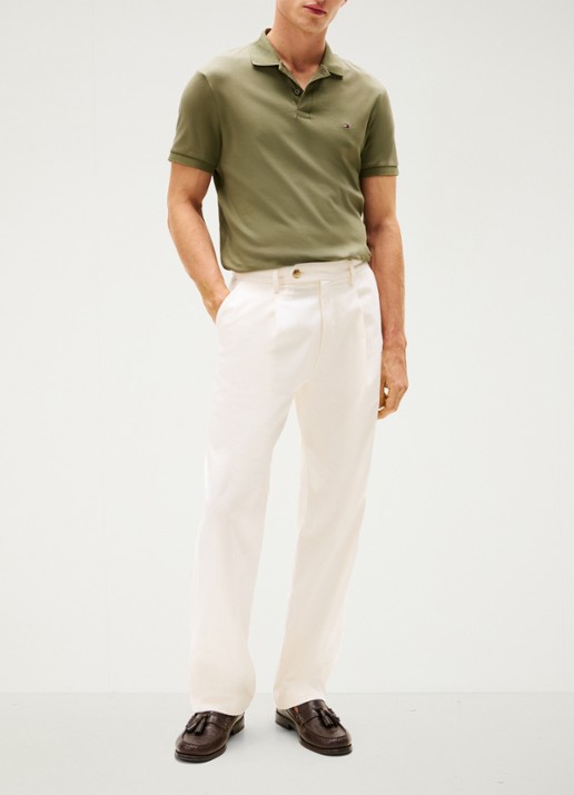 Tommy Hilfiger Regular fit polo met logo - voorkant 4 battle green-pli / groen