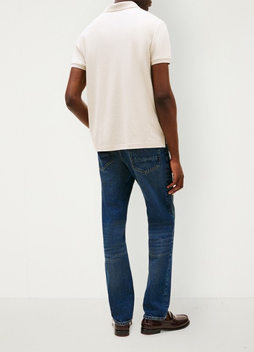 Tommy Hilfiger Regular fit polo met logo - achterkant 6 creme