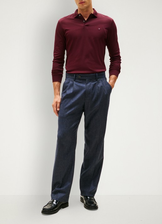 Tommy Hilfiger Regular fit polo met logo - voorkant 2 bordeauxrood