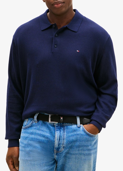Tommy Hilfiger Regular fit polo met logo - detail 3 donkerblauw