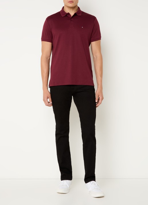 Tommy Hilfiger Regular fit polo met logoborduring - voorkant 2 bordeauxrood