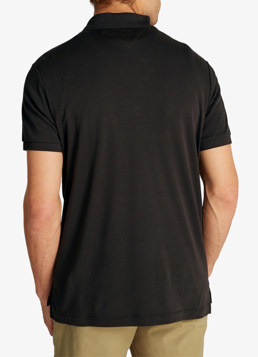 Tommy Hilfiger Regular fit polo met logoborduring - achterkant 5 zwart